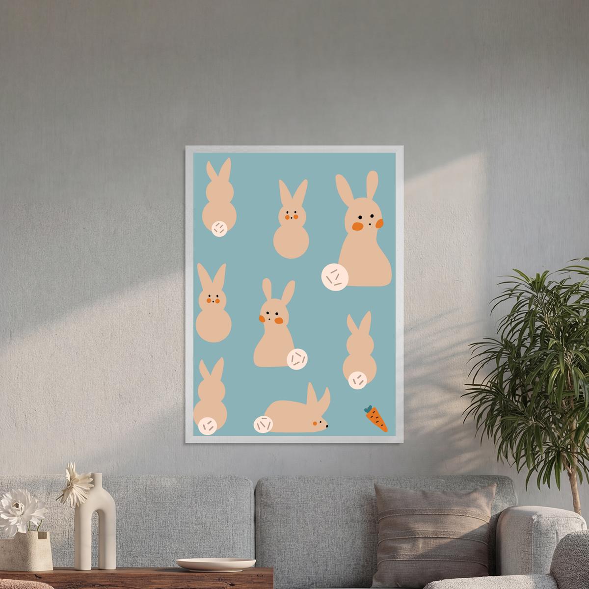 Fluffy bunnies Wooden Framed Fine Art Matte Poster
